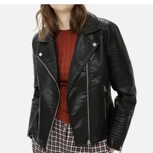 Topshop Rosa Faux Leather Moto Jacket Size 4